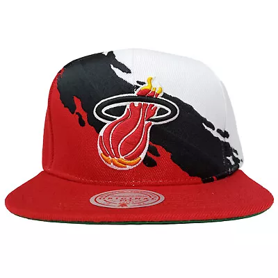 Miami Heat Mitchell & Ness NBA Snapback Hat 3D Logo Paint Splash Cap NWT • $34.99