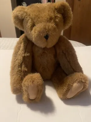 The Vermont Teddy Bear Company Vintage Brown Jointed 16” Plush Bear USA • $7.95