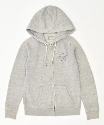 JACK WILLS Womens Zip Hoodie Sweater UK 10 Small Grey QL03 • £6.10