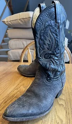 Tony Lama 6250 Men's Cowboy Western  Black Gray Sueded Leather Boots 10.5 EE • $65