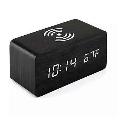 OCT17 Wooden Alarm Clock With Qi Wireless Charging Pad Compatible With IPhone • $36.49