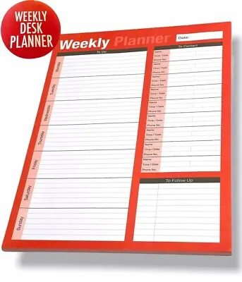 £3.79 • Buy A4 Weekly Planner To Do List Desk NotePad Meal Plan Home Office Tear Off Sheets