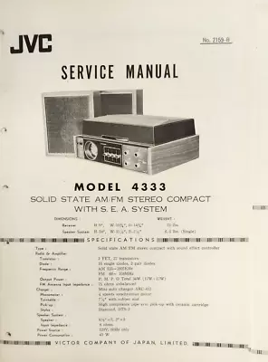 JVC - Nivico - 4333 -  AM/FM Compact Stereo System - Service Manual • $15