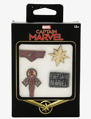 Disney Captain Marvel Logo 4 Pin Set Loungefly Limited Edition Enamel Hot Topic  • $9.98