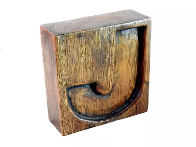 £12.99 • Buy Vintage Hand Carved Waxed Hardwood Rustic Wood Block Letter 'J'