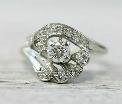 Vintage Style 1/2CT Round Cut Simulated Diamond Art Deco Wedding 925 Silver Ring • $86.40