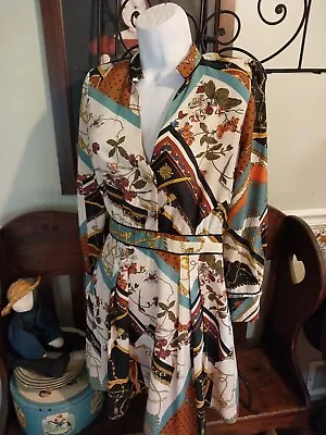 $14.99 • Buy Zara Basic Shirt Dress Silky Polyester Floral Ornate Chain Pattern Size S