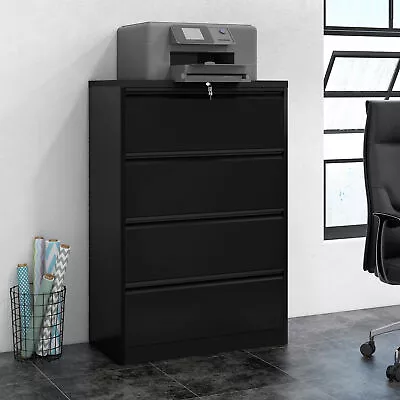 TAUS Metal Lateral Filing Cabinet 4 Drawer Wide Lateral File Cabinet W/Lock • $320.27