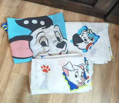 Vtg Disney 101 Dalmations Twin Sheet Set Flat & Fitted With A Pillow Case • $15.99