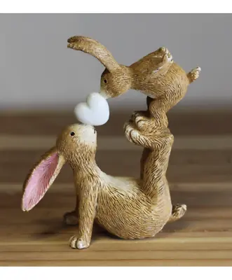 Kissing Bunny Rabbits With Heart Approx 10cm Tall • £9.99