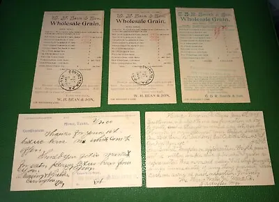 5- 1900s Howe TX Texas W.H. BEAN & SON G.B.R. SMITH GRAIN Store Order Postcards • $9.95