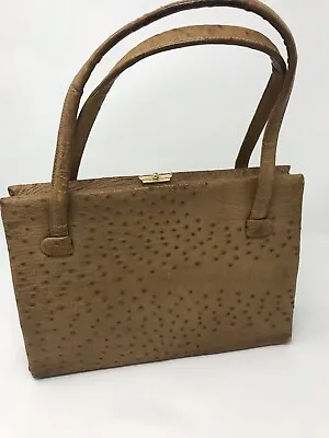 Vintage Handbag 1950s Ostrich Skin Waldybag Natural Colour • £55