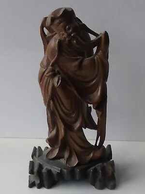 Chinese Or Japanese Carved Wood Man Figure Immortal Or Sage Vintage 17cm • £14