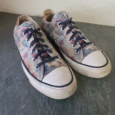 $13.29 • Buy Converse All Star  Womens Size 7 Floral Maroon Orange Red Blue Low Top