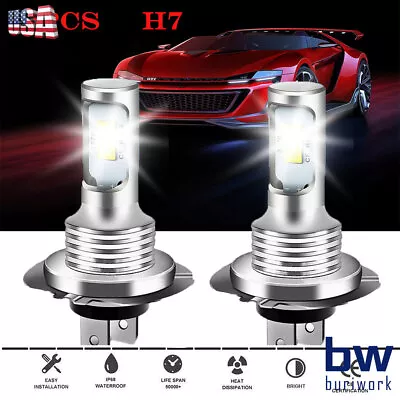 2X H7 LED Headlight Bulbs Kit High / Low Beam Super Bright White Lights 6500K • $10.97