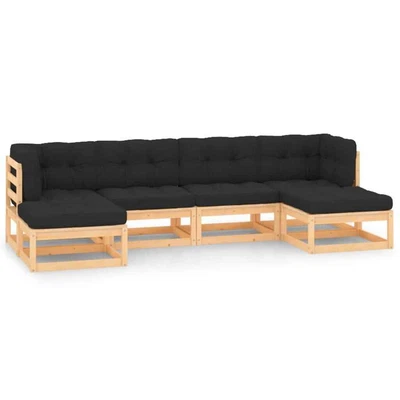 $736.99 • Buy 6 Piece Garden Lounge Set With Anthracite Cushions Pinewood VidaXL