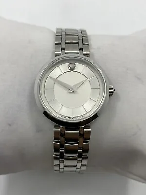 Movado 1881 SWISS Quartz Silver Tone Dial Stainless Steel Ladies Watch 0607098 • $249.95