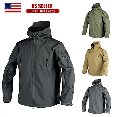 Mens Tactical Jacket Waterproof Military Soft Shell Jacket Work Windbreaker Coat • $29.44