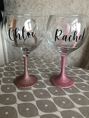 £8.99 • Buy Personalised Gift Birthday Glitter Gin Glass 18th 21st 30th 40th 50th For Her