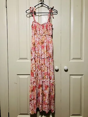 Iris Maxi Pink Floral Maxi Dress Ladies Size 10 • $25.28