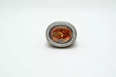 NF CW Charles Winston Sterling Silver Leopard Enamel Orange Crystal CZ Ring Sz 9 • $75