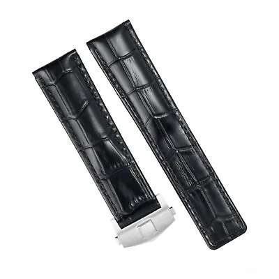 22/20mm Black Leather Watch Band Strap Made For Montblanc TimeWalker Chronograph • $44.99