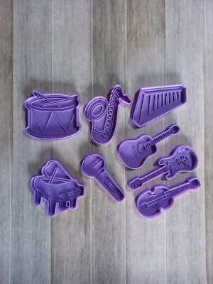 Music Theme Cookie Cutter Stamp - Drum Grand Piano Violin Microphone Saxophone G • £24.78