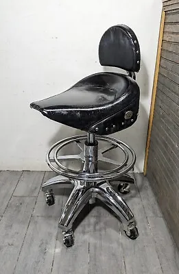 Vintage Motorcycle Saddle Seat Biker Swivel Bar Stool Harley Davidson Style • $450