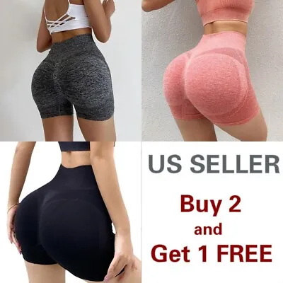 Womens Bike Shorts Butt Lift Basic Workout Scrunch Booty High Waist Running Yoga • $8.99