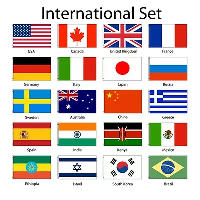 International 3x5 Flag Set Of 20 Country Countries Polyester Flags Grommets • £101.22