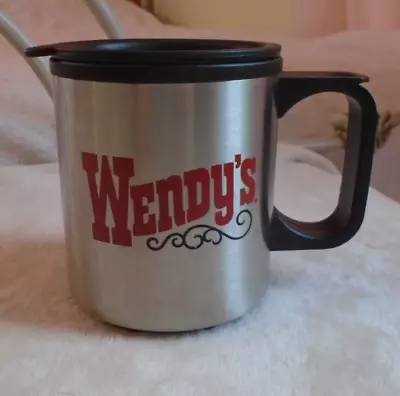Vintage Stainless Steel Mug With Lid Insulated Wendy's Advertising Rare • $14.95