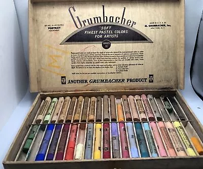 Vintage GRUMBACHER Soft Pastels Box Of 40 Portrait Set Art Colors Set #4 Used • $29