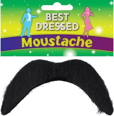 Henbrandt Single Black Fake Moustache Stick On False Moustache Funny Novelty Jo • £2.78