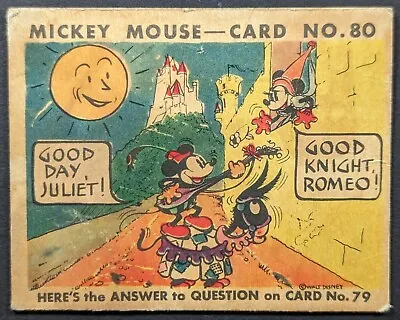 Mickey Mouse 1935 R89 Gum Card #80 (Minor Stains Soft Corners) • $75