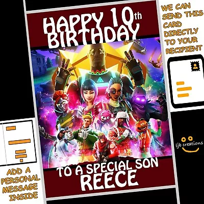 Personalised FORTNITE Birthday Card Son Grandson Nephew Boy Gamer Gaming (A5) • £3