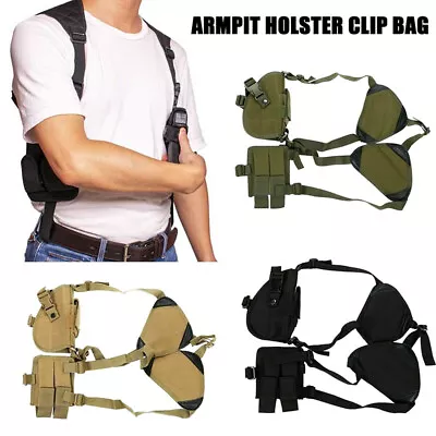 Outdoor Military Tactical Shoulder Pistol Gun Holster Magazine Pouch Phone Bag • £6.92