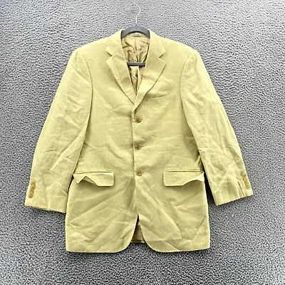 John W Nordstrom Island Blazer 38R Yellow Italian Ormezzano Linen Sport Coat Men • $38.59