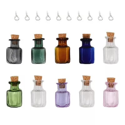  10 Pcs Colored Spell Jars Laboratory Small Bottle Mini Glass Wishing • £8.15