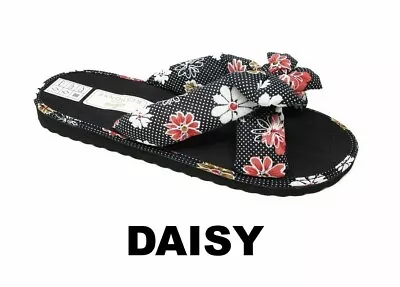 New Women Ladies Light Flat Slip On Fabric Mules Summer Sandals Flip Flops Size • £5.99