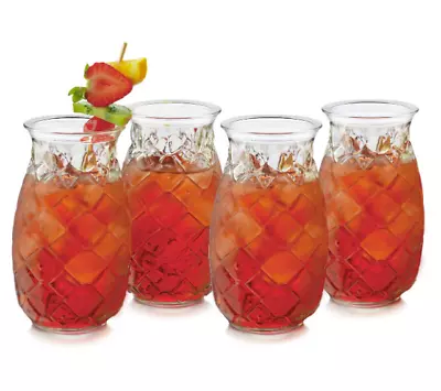 Set Of 4 Tiki Pineapple Glasses 17-ounce • $29.64