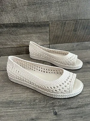 Melissa Jason Wu White Woven Peep Toe Ballet Platform Jelly Shoes Womens 10 EUC • $35.99