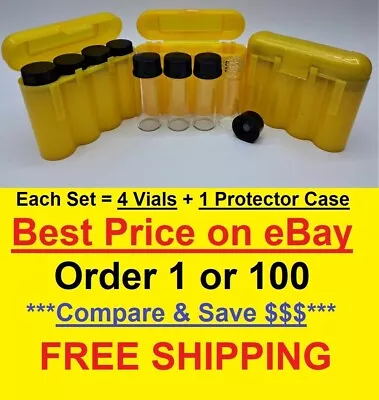 4x 1oz Gold Vials & Storage Carry Case Dredge Panning Mining Prospect YELLOW 001 • $6.45