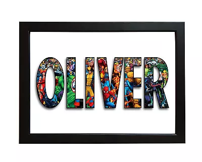 Personalised MARVEL NAME Word Art Print Gift Keepsake Birthday Christmas Present • £9.99