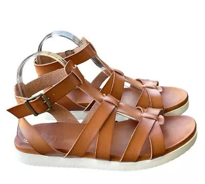 Jellypop Cognac Brown Strappy Gladiator Sandals Women’s Size 8.5 • $25