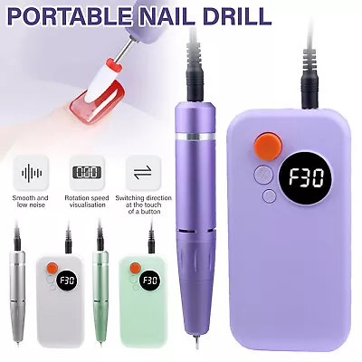 Rechargeable 30000RPM Portable Nail Drill Machine E File Fits Manicure Pedicure • $44.99