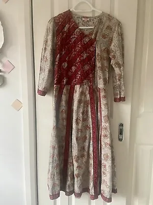 Vintage Indian Cotton Ethnic Boho Gauze 70s Block Print Dress • $55