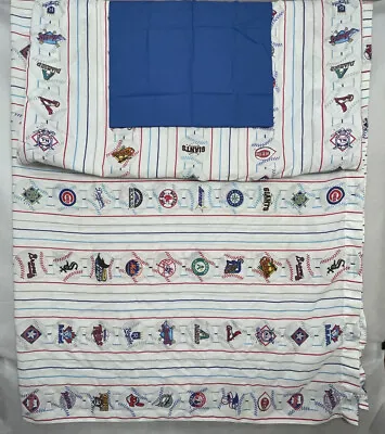 Vintage Sheet Set 1998 MLB Major League Baseball All Team Logos Print Twin BN2 • $99