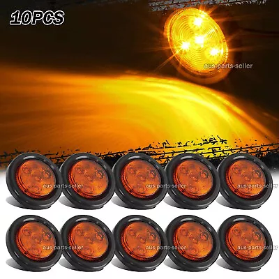 10pc 2-Inch Amber Round 4 LED Marker Lights W/ Grommet For Truck Trailer RV USA • $30.96