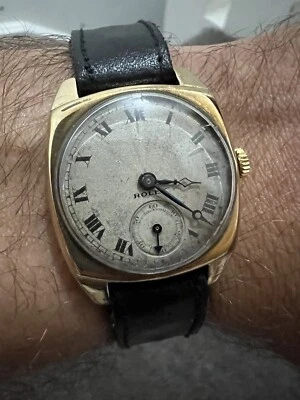 £1000 • Buy 1920’s 1930’s Rolex Watch 9ct Gold Cushion Case SERVICED