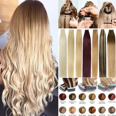 Invisible Seamless Thick Tape In Remy Human Hair Extensions Skin Weft Full Head • $23.41